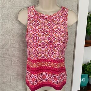 Land's End High Neck Tankini Swim Top Pink Orange Floral Womens Size 6 Modest